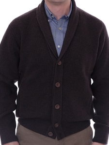 Espresso Barrel Stitch Shawl Cardigan Sweater | Robert Talbott Fine Sweaters | Sam's Tailoring Fine Men's Clothing