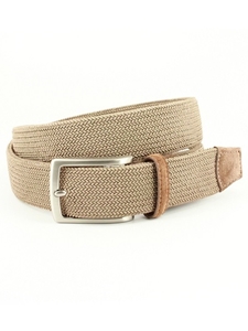 Khaki Italian Tubular Woven Rayon Elastic Belt | Torino leather Fine Belts | Sam's Tailoring Fine Men Clothing