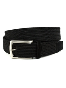 Black Italian Tubular Woven Rayon Elastic Belt | Torino leather Fine Belts | Sam's Tailoring Fine Men Clothing