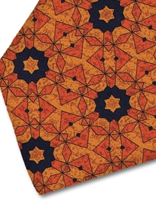 Orange, Red & Navy Paisley Sartorial Silk Tie | Italo Ferretti Spring Summer Collection | Sam's Tailoring