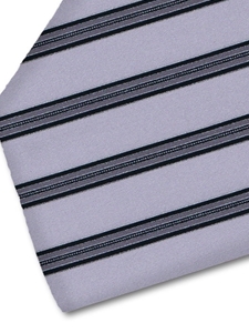 Grey and Black Stripe Sartorial Silk Tie | Italo Ferretti Fine Ties Collection | Sam's Tailoring