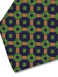 Green, Tan & Navy Sartorial Silk Tie | Italo Ferretti Fine Ties Collection | Sam's Tailoring