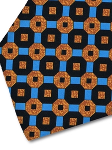 Black, Sky Blue & Tan Sartorial Silk Tie | Italo Ferretti Fine Ties Collection | Sam's Tailoring