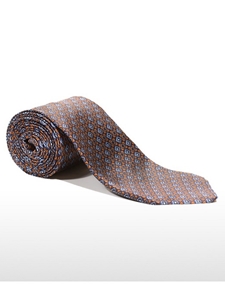 Orange and Blue Patterned Tailored Silk Tie | Italo Ferretti Fine Ties Collection | Sam's Tailoring