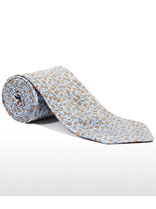 Light Blue and Orange Tailored Silk Tie | Italo Ferretti Fine Ties Collection | Sam's Tailoring