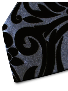 Grey With Black Velvet Ramage Silk Tie | Italo Ferretti Ties Collection | Sam's Tailoring Fine Men Clothing