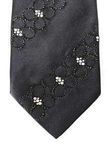 Black With Black & White Strass Sartorial Silk Tie | Italo Ferretti Luxury Ties | Sam's Tailoring Fine Men Clothing