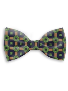 Green, Tan & Navy Sartorial Handmade Silk Bow Tie | Bow Ties Collection | Sam's Tailoring Fine Men Clothing