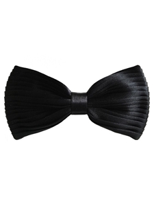 Black Horizontal Pleats Sartorial Silk Bow Tie | Bow Ties Collection | Sam's Tailoring Fine Men Clothing