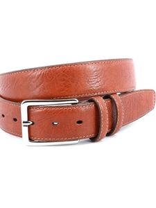 Tan Shrunken Bull Shoulder Fine Leather Belt