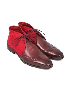Bordeaux Suede & Leather Men's Chukka Boot | Fine Men Spring Boots | Sam's Tailoring Fine Men Clothing