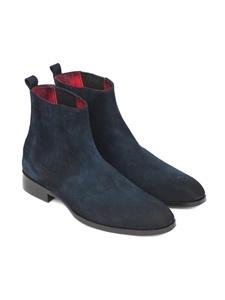 Navy Suede Chelsea Fine Men's Boot | Fine Men Spring Boots | Sam's Tailoring Fine Men Clothing