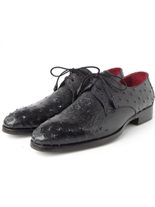 Black Genuine Ostrich Derby Men's Shoe| Fine Men Derby Shoes | Sam's Tailoring Fine Men Clothing