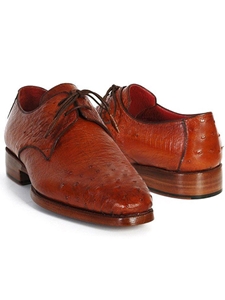 Tobacco Genuine Ostrich Leather Upper Derby Shoe| Fine Men Derby Shoes | Sam's Tailoring Fine Men Clothing