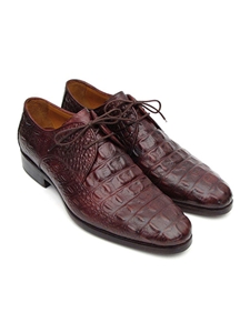 Brown & Bordeaux Crocodile Embossed Calfskin Derby Shoe| Fine Men Derby Shoes | Sam's Tailoring Fine Men Clothing