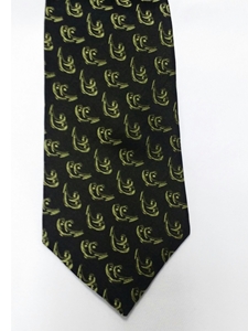 Black With Green Geometric Design Silk Tie | Jane Barnes Silk Ties | Sam's Tailoring Fine Men's Clothing