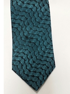 Sea Green and Black Geometric Design Silk Tie | Jane Barnes Silk Ties | Sam's Tailoring Fine Men's Clothing