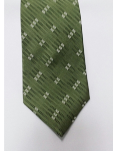 Green and White Printed Design Silk Tie | Jane Barnes Silk Ties | Sam's Tailoring Fine Men's Clothing