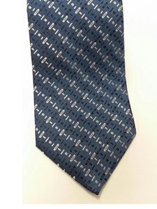 Navy With White & Black Geometric Silk Tie | Jane Barnes Silk Ties | Sam's Tailoring Fine Men's Clothing