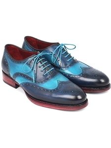 Blue & Turquoise Wingtip Men Oxford | Men's Oxford Shoes Collection | Sam's Tailoring Fine Men Clothing