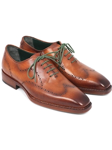 Camel Brown Goodyear Welted Wingtip Oxford | Men's Oxford Shoes Collection | Sam's Tailoring Fine Men Clothing