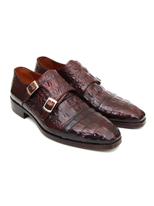 Bordeaux & Brown Double Monkstraps Men's Shoe | Handmade Monk Straps Shoes | Sam's Tailoring Fine Men Clothing