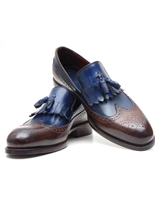 Navy & Dark Brown Kiltie Tassel Loafer | handmade Men Loafers | Sam's Tailoring Fine Men's Clothing