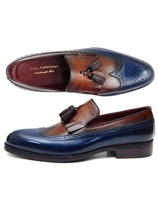 Navy & Tobacco Kiltie Tassel Loafer | handmade Men Loafers | Sam's Tailoring Fine Men's Clothing