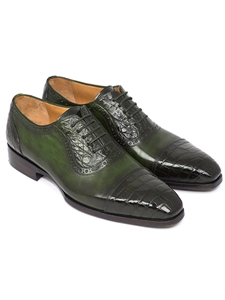 Green Genuine Crocodile & Calfskin Oxford | Hand Made Exotic Skins Shoes | Sam's Tailoring Fine Men Clothing