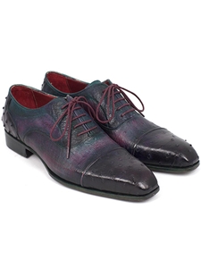 Purple Genuine Ostrich Cap-Toe Oxford | Hand Made Exotic Skins Shoes | Sam's Tailoring Fine Men Clothing
