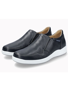 Navy Textile/Leather Lining Men's Slip-on Shoe | Mephisto Slip On Collection | Sam's Tailoring Fine Men Clothing