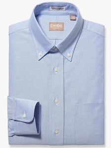 Blue Solid Button Down Oxford Dress Shirt | Dress Shirts Collection | Sam's Tailoring Fine Men Clothing