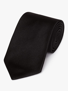 Black Diagonal Woven Twill Silk Tie | Fine Ties Collection | Sam's Tailoring Fine Men Clothing