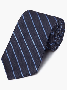 Navy Herringbone Stripe Pattern Silk Tie | Fine Ties Collection | Sam's Tailoring Fine Men Clothing