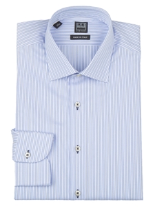 White and Blue Striped MAR STR Dress Shirt | IKE Behar Dress Shirts | Sam's Tailoring Fine Men's Clothing