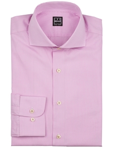 Pink Gingham Cut Away Collar Dress Shirt | IKE Behar Dress Shirts | Sam's Tailoring Fine Men's Clothing