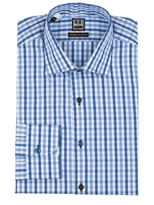 Bold Blue Check Marcus Men's Dress Shirt | IKE Behar Dress Shirts | Sam's Tailoring Fine Men's Clothing