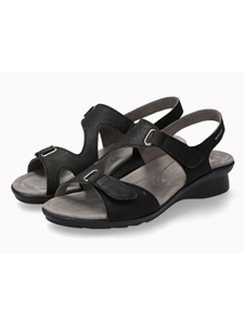 Black Hook & Loop Fastener Nubuck Classic Sandal | Women's Classic Sandals | Sams Tailoring