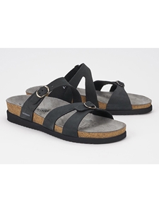 Black Nubuck Buckle Fastener Classic Sandal | Women's Classic Sandals | Sams Tailoring