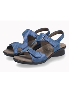 Jeans Blue Leather Velvet Ankle Straps Sandal | Women's Ankle Straps Sandal | Sams Tailoring