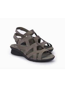 Grey Hook & Loop Fastener Ankle Strap Nubuck Sandal | Women's Ankle Straps Sandal | Sams Tailoring