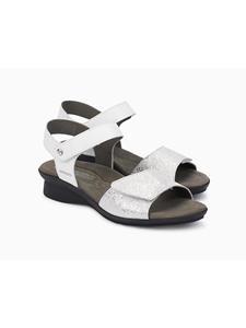 White Smooth & Metallic Leather Ankle Strap Sandal | Women's Ankle Straps Sandal | Sams Tailoring