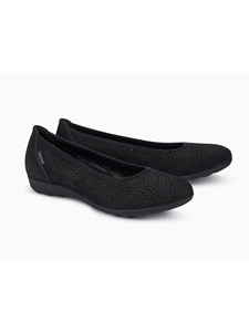 Black Nubuck Leather Lining Flat Women's Shoe | Women's Flat Shoes | Sams Tailoring