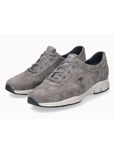 Grey Leather Smooth Women's Laces Sneaker | Mephisto Women's Sneakers Collection | Sams Tailoring