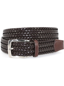 Brown Italian Woven Stretch X-Long Leather Belt | Torino Leather Belts | Sam's Tailoring Fine Men Clothing