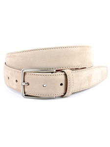 Cream Italian Nubuck Calfskin Men's Belt | Torino Leather Belts | Sam's Tailoring Fine Men Clothing