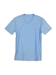 Sky Blue V-Neck Cotton Short Sleeves T-shirt | Georg Roth V-Neck T-shirts | Sam's Tailoring Fine Men Clothing