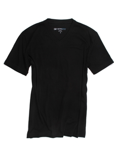 Black Pima Cotton Short Sleeves V-Neck T-shirt | Georg Roth V-Neck T-shirts | Sam's Tailoring Fine Men Clothing