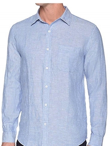 Light Blue Malibu Long Sleeve Men's Linen Shirt | Georg Roth Solid Shirts | Sams Tailoring Fine Mens Clothing