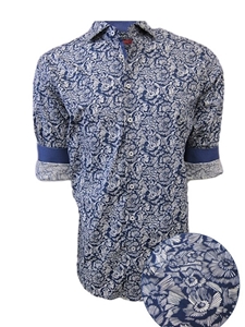 Blue White Shirtastic Print Carmel Men's Shirt | Georg Roth Long Sleeves Shirts | Sams Tailoring Fine Mens Clothing